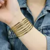 Cross-border European and American style simple multi-layer open bracelet, a fashionable and versatile metal bracelet for women's fashion accessories Specification image